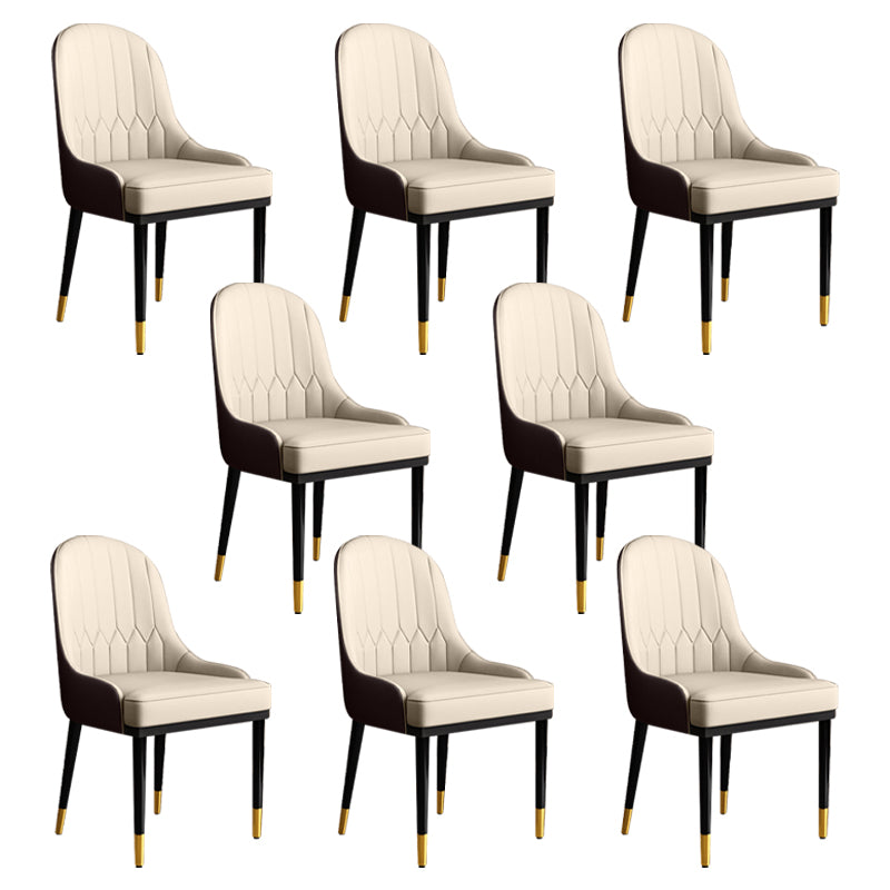 Glam Faux Leather Dining Chairs Metal Arm Dining Room Chairs for Restaurant Use