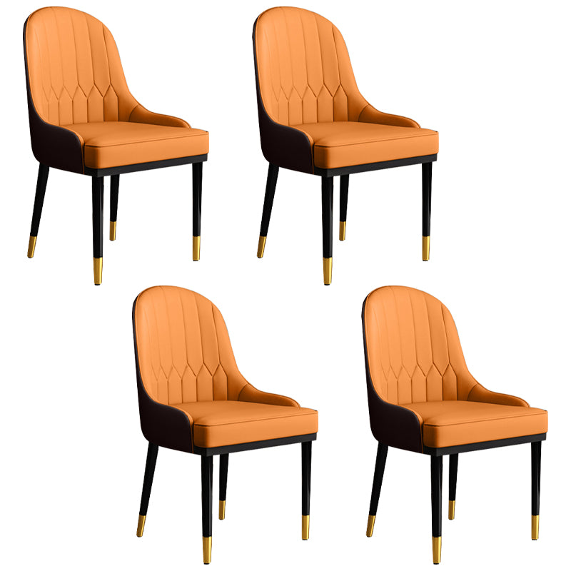 Glam Faux Leather Dining Chairs Metal Arm Dining Room Chairs for Restaurant Use