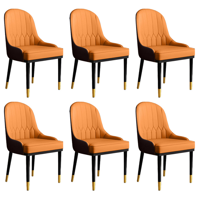Glam Faux Leather Dining Chairs Metal Arm Dining Room Chairs for Restaurant Use