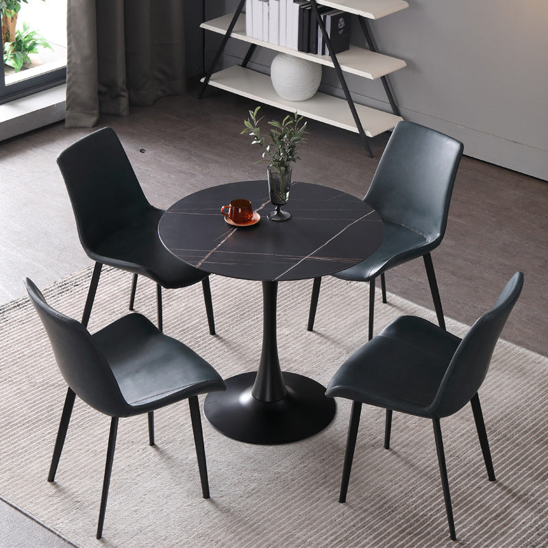 Glam Sintered Stone Dining Table Set Round 1/2/3/4/5 Pieces Dining Set for Home Use