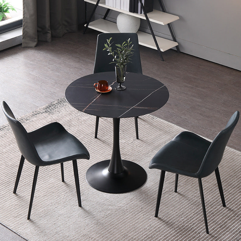 Glam Sintered Stone Dining Table Set Round 1/2/3/4/5 Pieces Dining Set for Home Use
