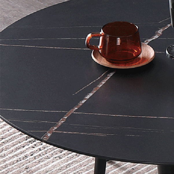 Glam Sintered Stone Dining Table Set Round 1/2/3/4/5 Pieces Dining Set for Home Use
