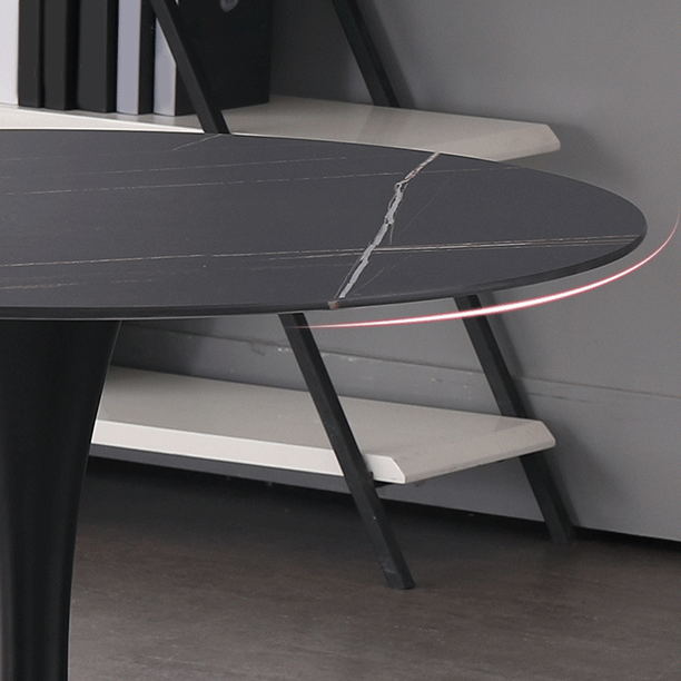 Glam Sintered Stone Dining Table Set Round 1/2/3/4/5 Pieces Dining Set for Home Use