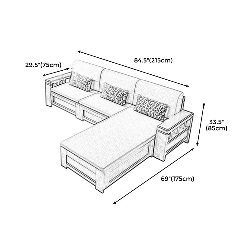 Craftsman Recessed Arm Sofa with Pillows 33.46" for Living Room