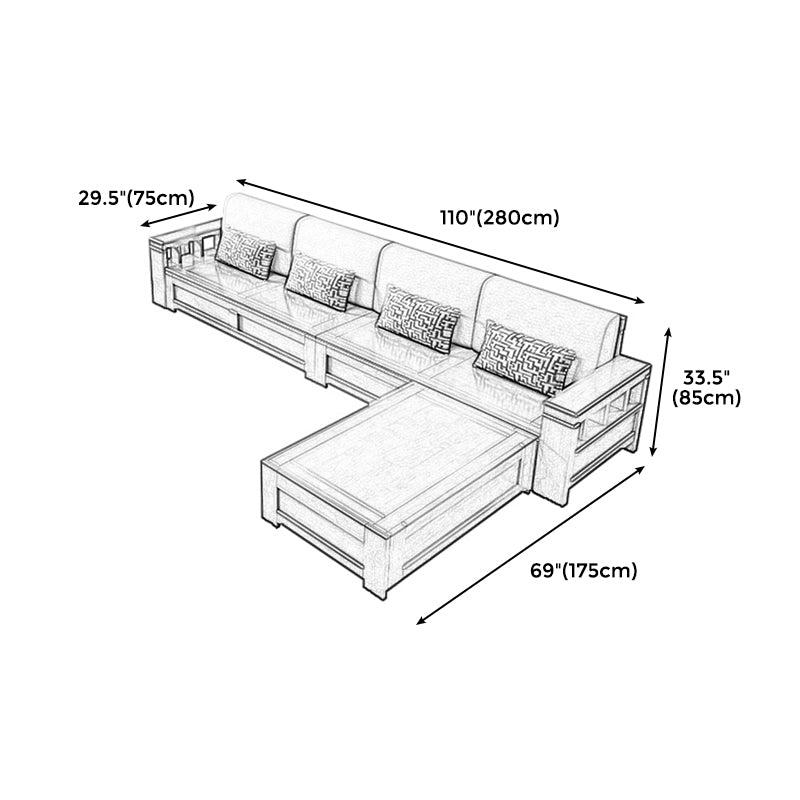Craftsman Recessed Arm Sofa with Pillows 33.46" for Living Room