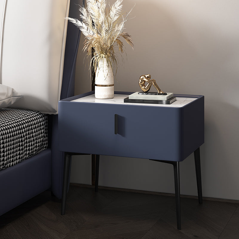 2-Drawer Nightstand with 4 Legs 20" Tall Stone Top Night Table