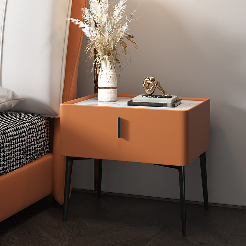 2-Drawer Nightstand with 4 Legs 20" Tall Stone Top Night Table