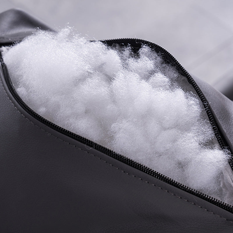 Sled Based Square Arms Faux Leather Arm Chair with Pillow Back