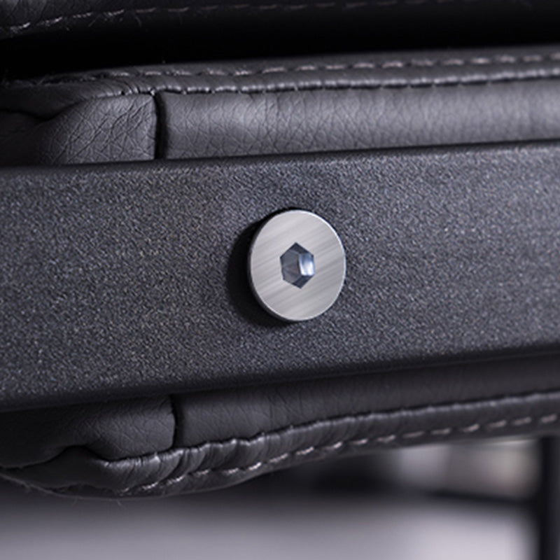 Sled Based Square Arms Faux Leather Arm Chair with Pillow Back