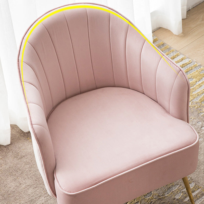 24.4"W Velvet Sloped Arms Barrel Chair with Basic Four Legs and Sewn Pillow Back