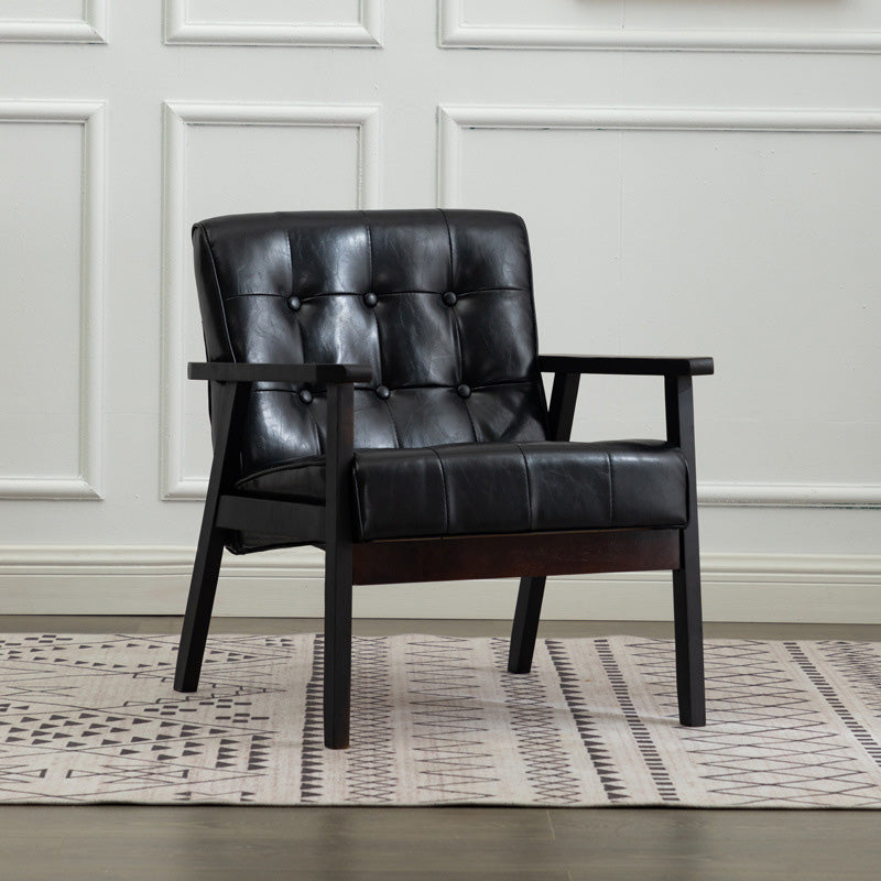 Modern 25.5"W Faux Leather Arm Chair with Basic Four Legs and Tufted Back for Office
