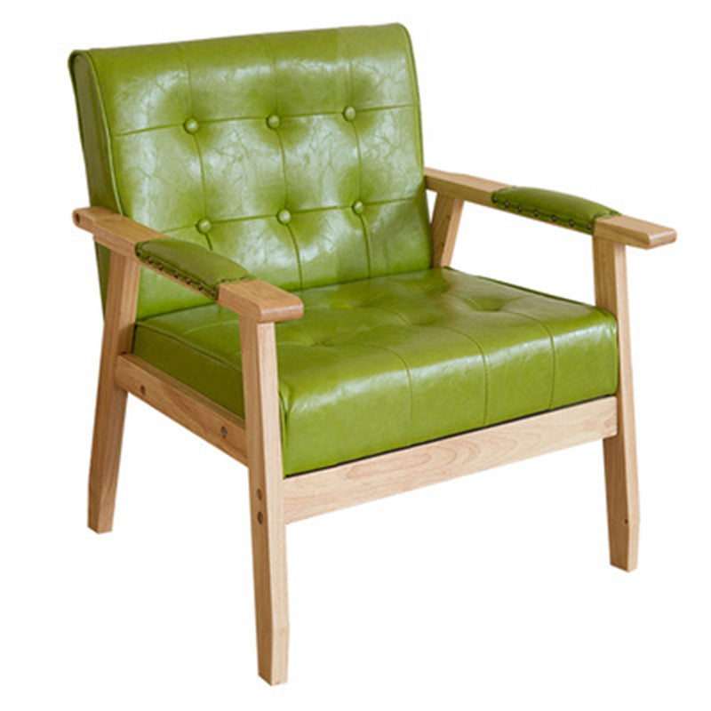 Modern 25.5"W Faux Leather Arm Chair with Basic Four Legs and Tufted Back for Office