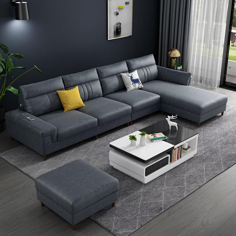 Square Arm Dark Gray Cushion Back Storage Stain-Resistant Sofa