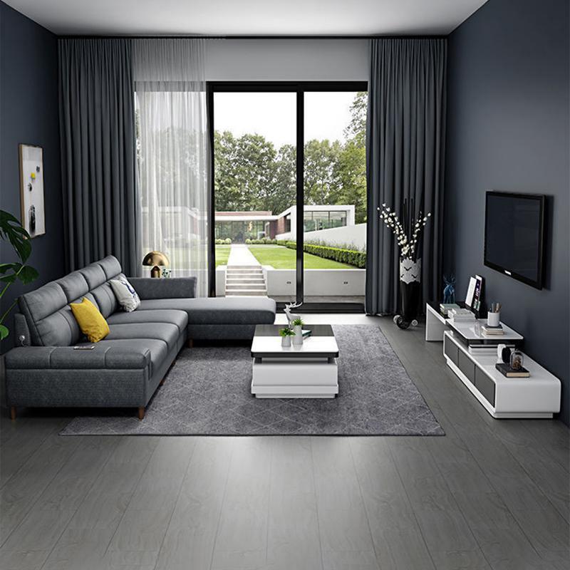 Square Arm Dark Gray Cushion Back Storage Stain-Resistant Sofa