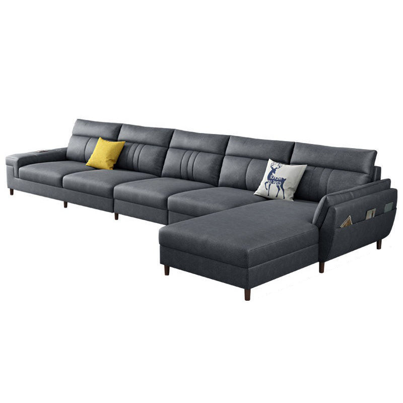 Square Arm Dark Gray Cushion Back Storage Stain-Resistant Sofa