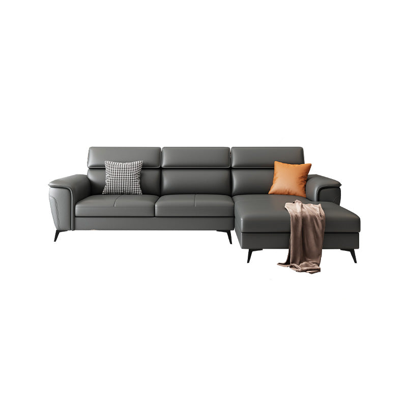 Grey Genuine Leather High Back Pillow Top Arm Sofa/Sectional with Wear-resisting