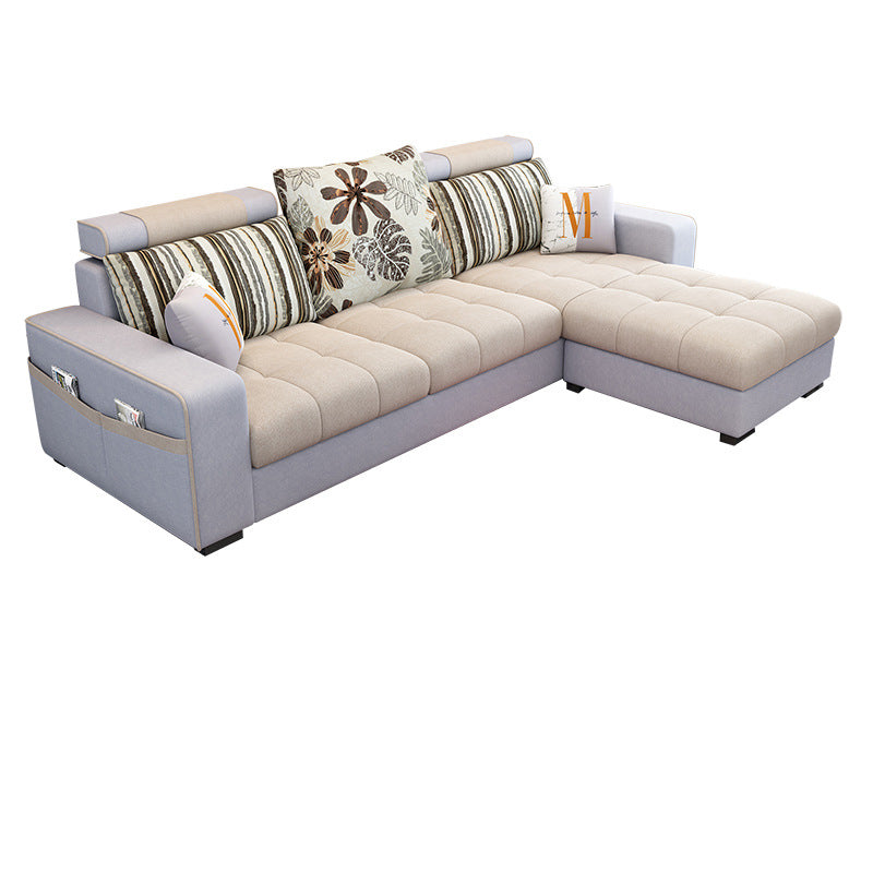 Square Arms L-Shape Sectionals 106.3"D High Back Sofa with Storage