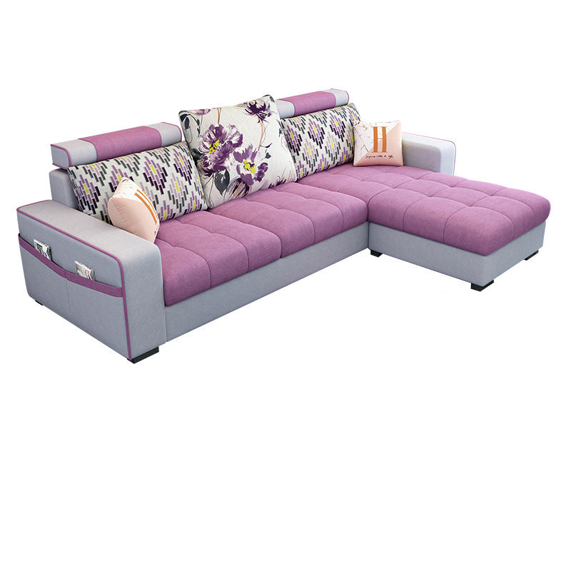 Square Arms L-Shape Sectionals 106.3"D High Back Sofa with Storage