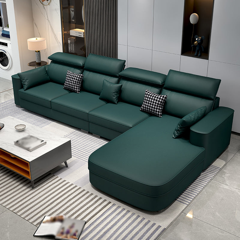 L-Shape High Back Faux leather Square Arm Sectional with Stain-Resistant