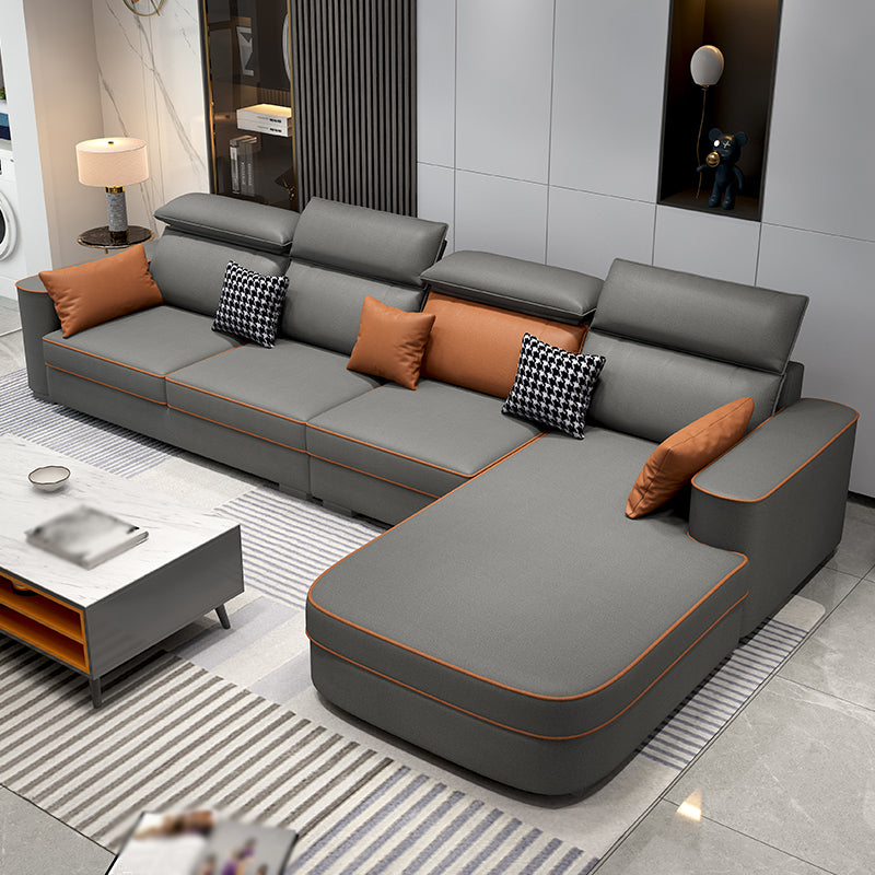 L-Shape High Back Faux leather Square Arm Sectional with Stain-Resistant