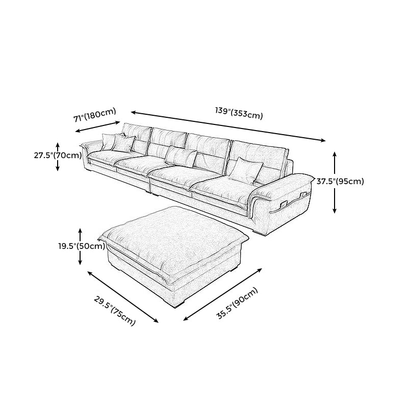 Flared Arm Furniture Sectionals Dark Gray Sofa Sectional with Pillows