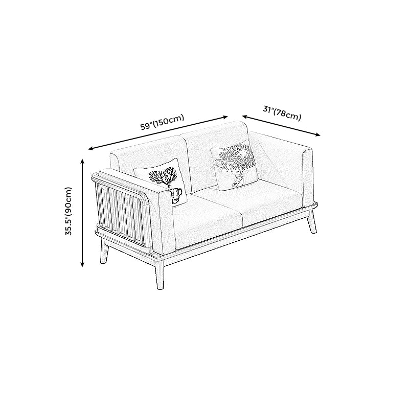 Linen Cushions Modern  Sofa 31"W Square Arm Sofa  for Living Room