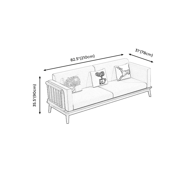 Linen Cushions Modern  Sofa 31"W Square Arm Sofa  for Living Room