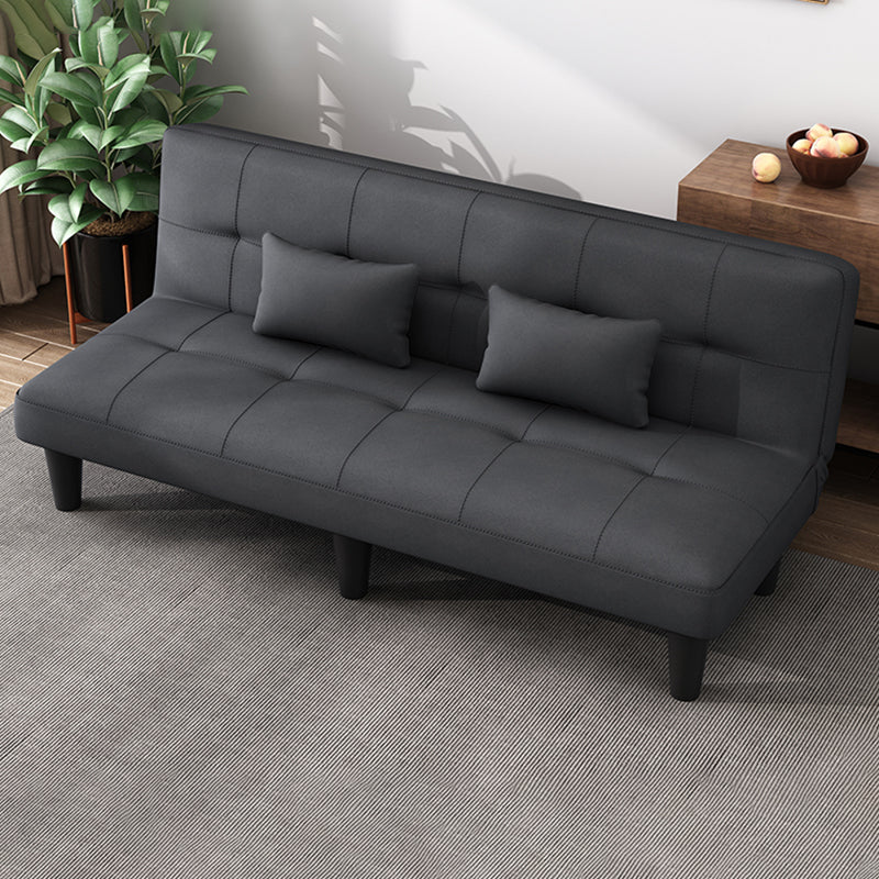 Modern Faux Leather Sofa Armless Convertible Biscuit Back Couch
