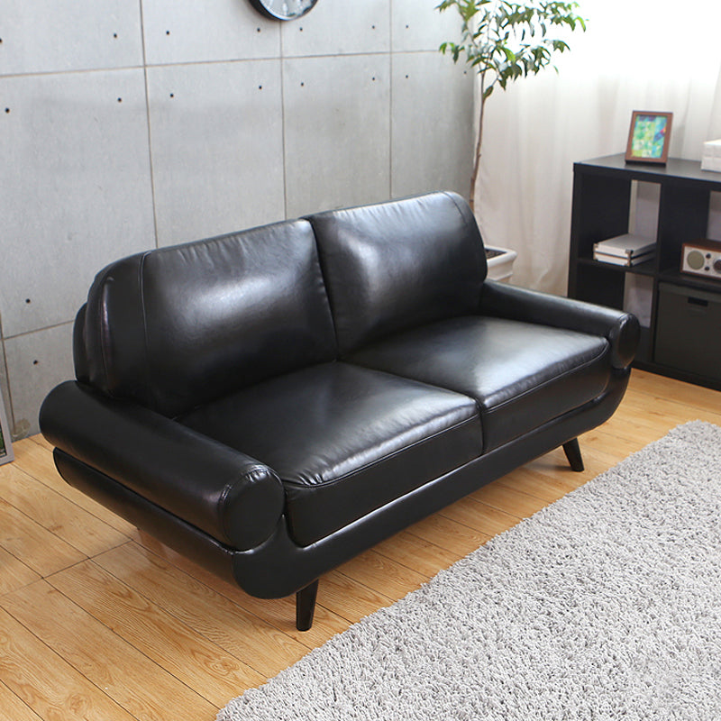 Sewn Pillow Back Sofa Modernism Faux Leather Pillow Top Arm Sofa