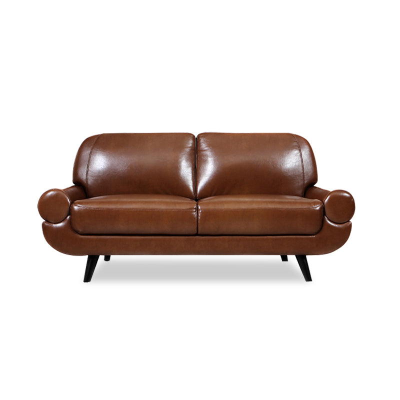 Sewn Pillow Back Sofa Modernism Faux Leather Pillow Top Arm Sofa