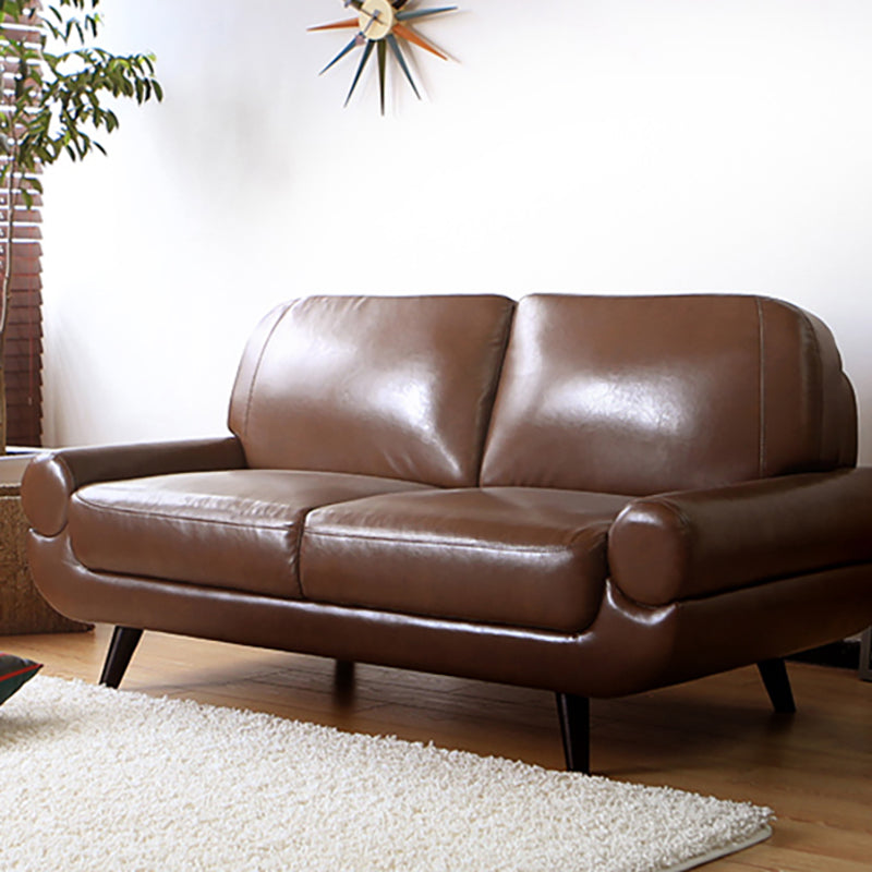Sewn Pillow Back Sofa Modernism Faux Leather Pillow Top Arm Sofa