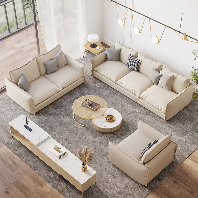 Fabric Living Room Square Arm Standard Cushions Contemporary Settee