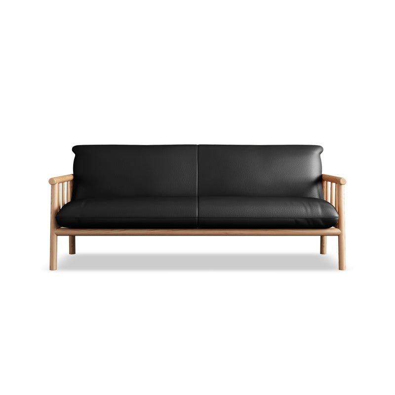 Mid-Century Modern Faux Leather Sofa 29 "W Square Arm Couch for Living Room