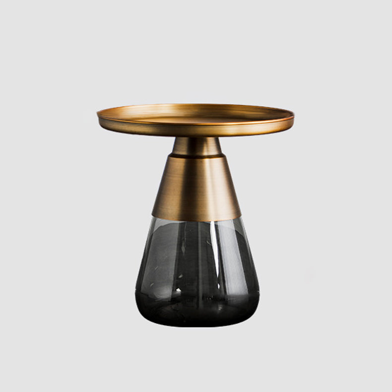 Contemporary Style Round Side End Table Glass Pedestal Leg Side Table