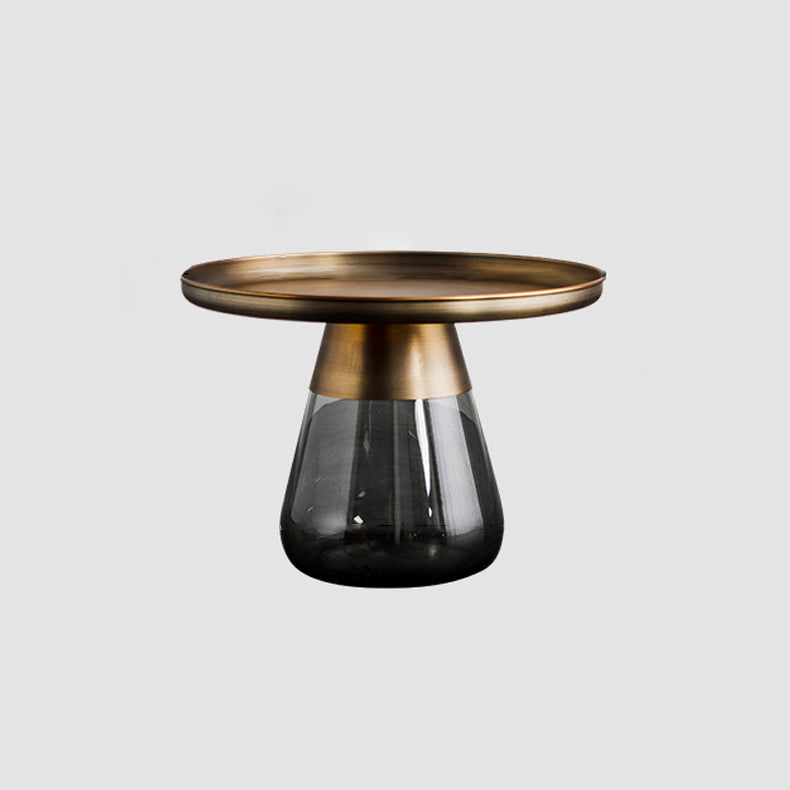 Contemporary Style Round Side End Table Glass Pedestal Leg Side Table
