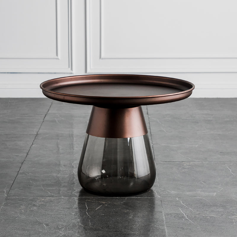 Contemporary Style Round Side End Table Glass Pedestal Leg Side Table
