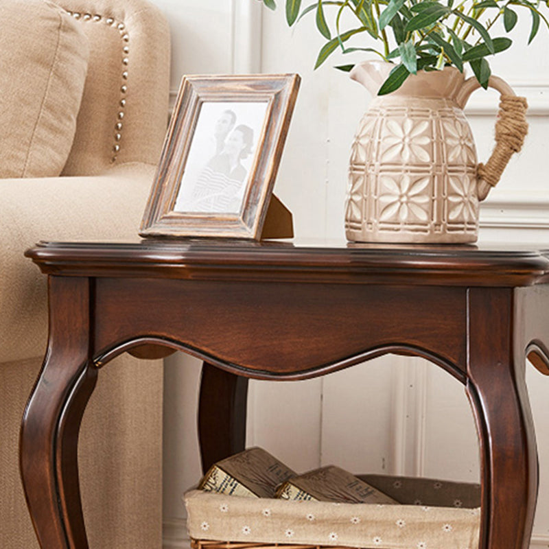 Wood Brown Square Modern Block Side Table Pedestal End Table