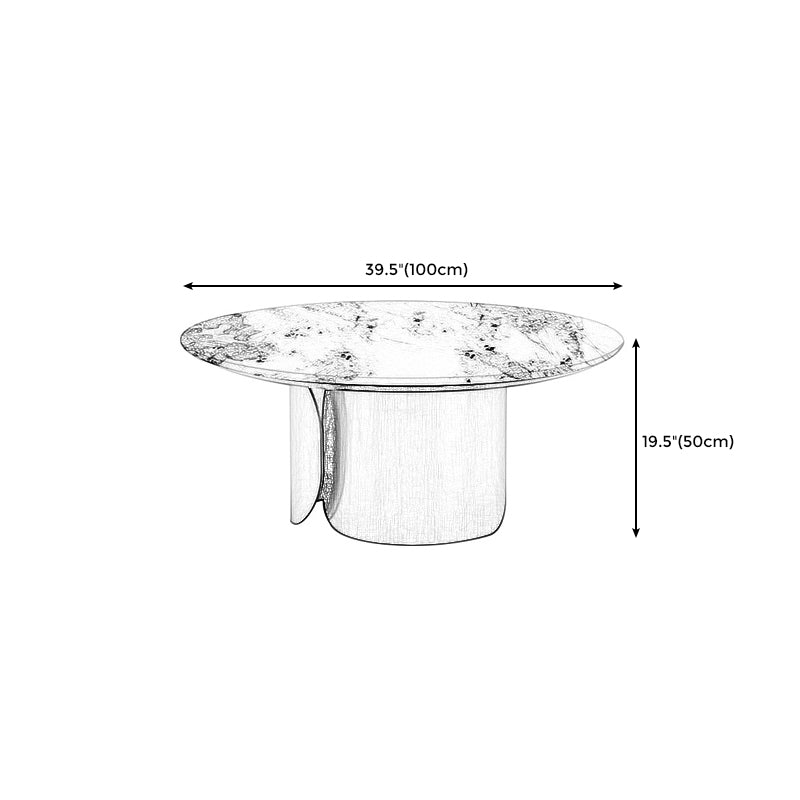 Contemporary Sintered Stone Side End Table with Metal Abstract Base