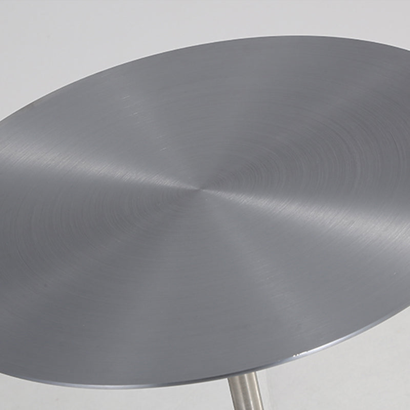 Contemporary Stainless Steel Round Side End Table with Metal Pedestal Leg