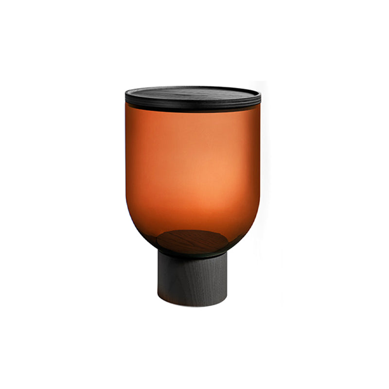 Contemporary Style Round Side End Table Pedestal Glass Side Table