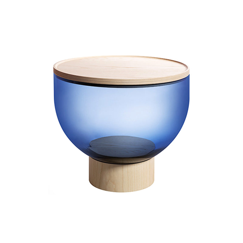 Contemporary Style Round Side End Table Pedestal Glass Side Table