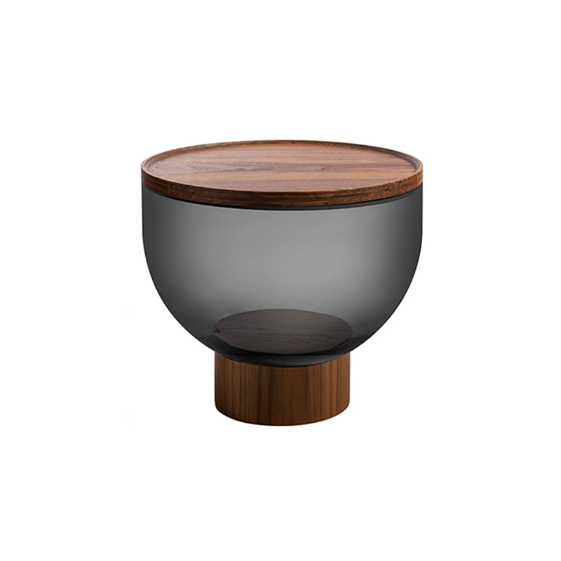 Contemporary Style Round Side End Table Pedestal Glass Side Table