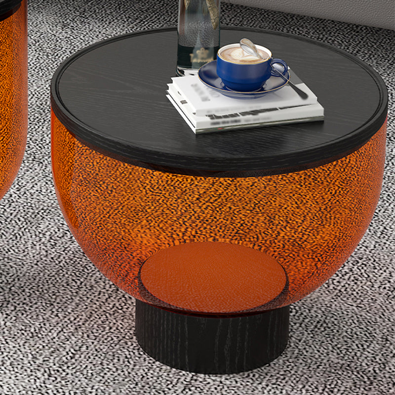 Contemporary Style Round Side End Table Pedestal Glass Side Table