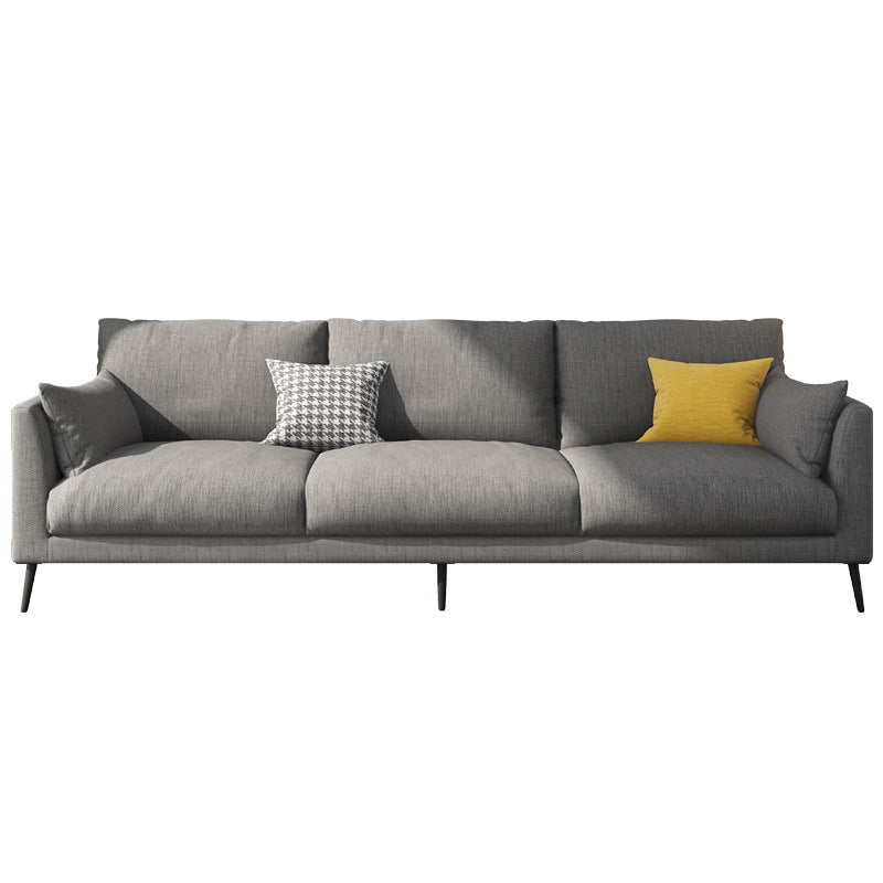 Standard Square Arm Loveseat Loose Back Fabric and Faux Leather Setee in Gray