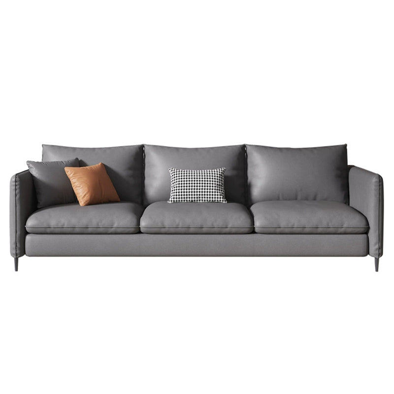 Standard Square Arm Loveseat Loose Back Fabric and Faux Leather Setee in Gray