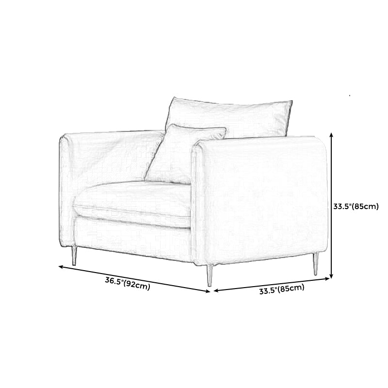 Standard Square Arm Loveseat Loose Back Fabric and Faux Leather Setee in Gray