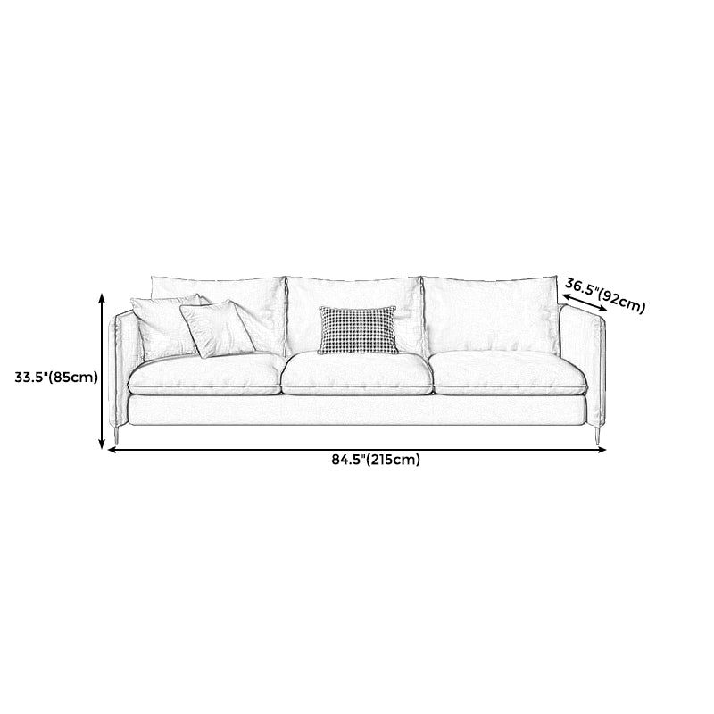 Standard Square Arm Loveseat Loose Back Fabric and Faux Leather Setee in Gray