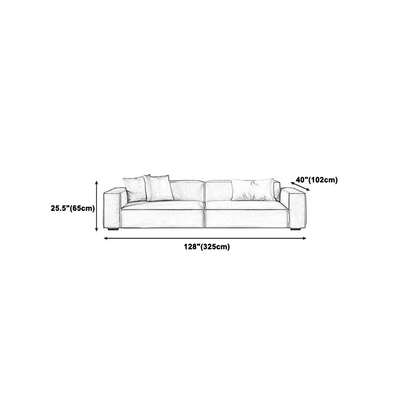 Modern Style Fabric& Ox Leather White/orange Rectangular Sofa