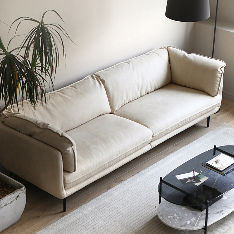 Modern Style Cloth Art & Rectangle Sofa of Coriaceous Rice White