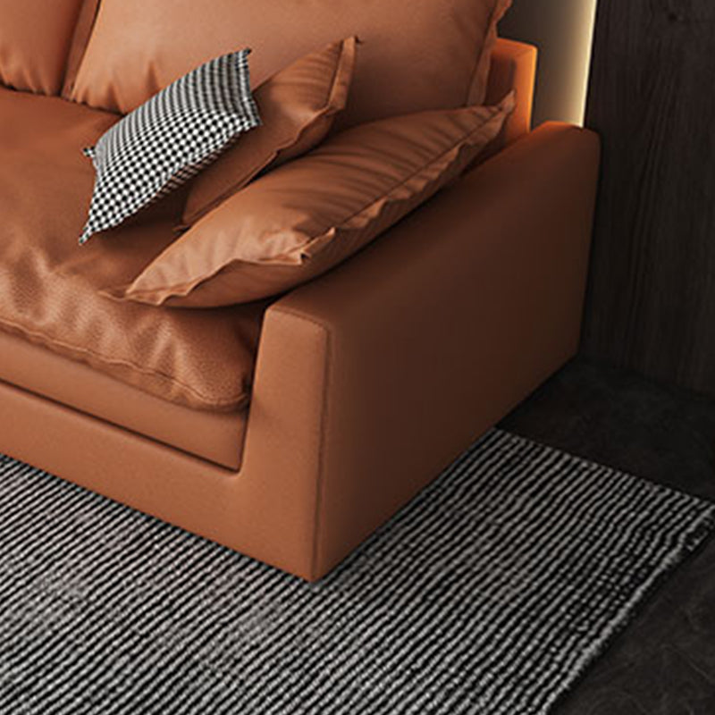 29.53" H Faux Leather Square Arm Modern Sofa with Cushions for Living Room
